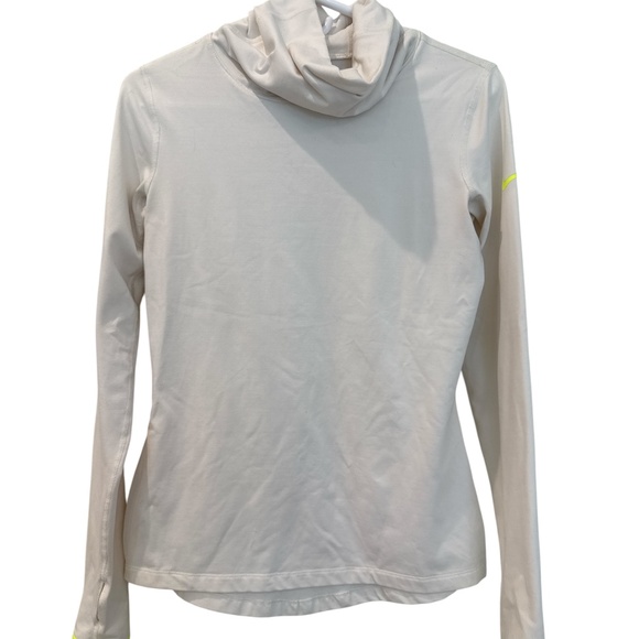 Nike Pro Dri Fit Long Sleeve Top Turtle Neck Cream Size Medium Activewear - Picture 1 of 8